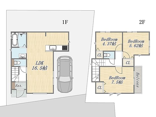 【【参考プラン:5号地】】Plan:3LDK+カースペース
建物参考価格:2000万円
建物面積:79m2