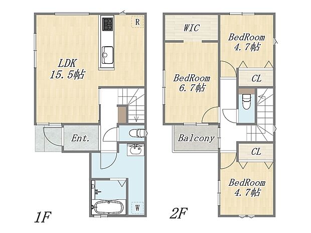 【【参考プラン：1号地】】Plan：3LDK+WIC+カースペース
建物面積：86ｍ2
建物参考価格：2003万円