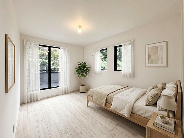 ～Private room～  居室となる空間には毎日しっかりと光が差し込みます。勉強にお仕事にリラックスに充実した自分の時間をお過ごし下さい。（本画像家具はCGで作成、実際に家具の設置はありません）  