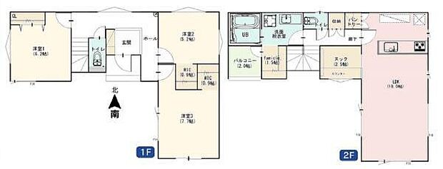 明るい18帖超えのLDK カースペース2台可