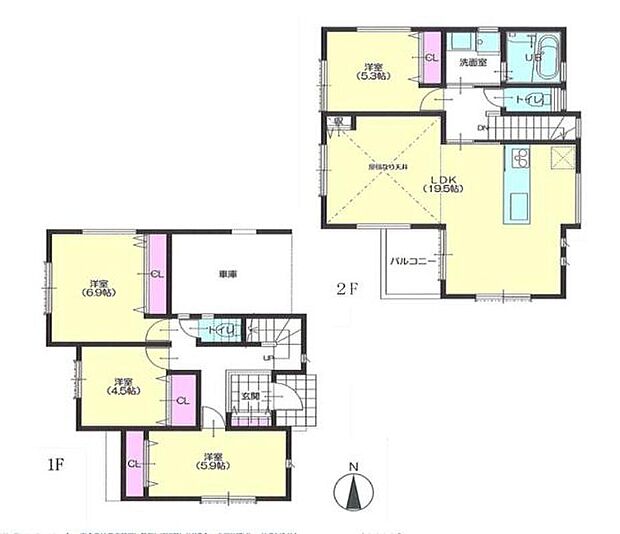 4LDK、土地面積173.02m2、建物面積111.58m2