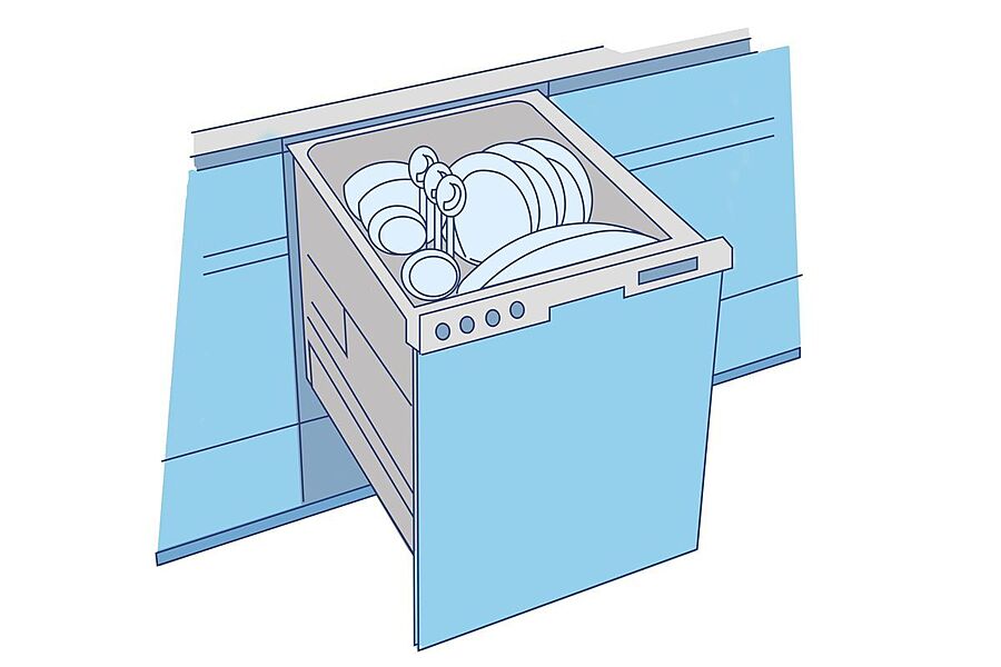 ◆家事の時短に効果大の食洗機付き。高温でパワフルに洗い、温風