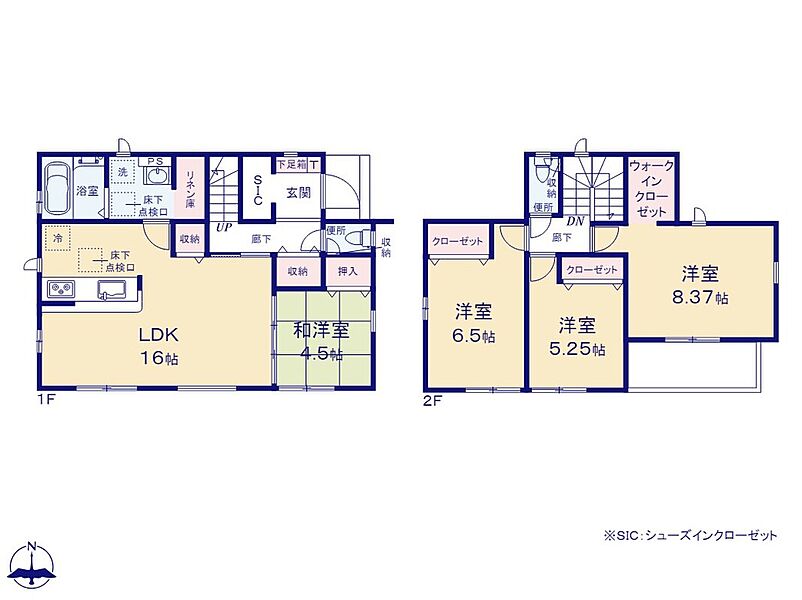 (１号棟)、4LDK、土地面積166.43m2、建物面積100.81m2