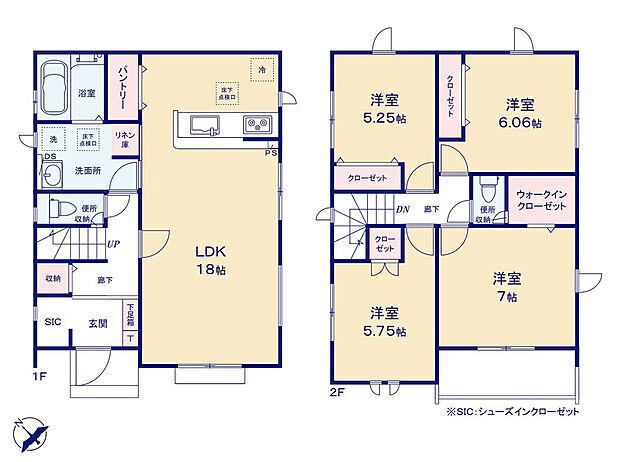 (1号棟)、4LDK、土地面積163.22m2、建物面積104.23m2