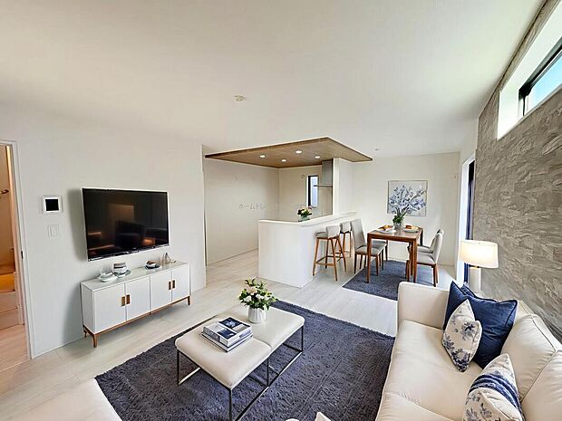 広々としたLDKに、自分好みのインテリアでレイアウト。季節ごとに模様替えなども、楽しみの一つとなりそうです。※家具をCGで加工しています。家具付き販売ではございません。