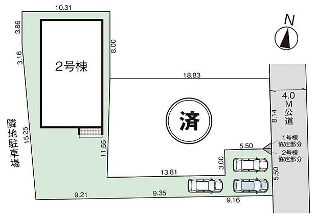 敷地６０．６坪以上のゆとりの住まい。カースペース３台分ございますので来客時にもお使いいただけます。