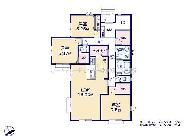 (１号棟)、3LDK、土地面積219.09m2、建物面積98.33m2