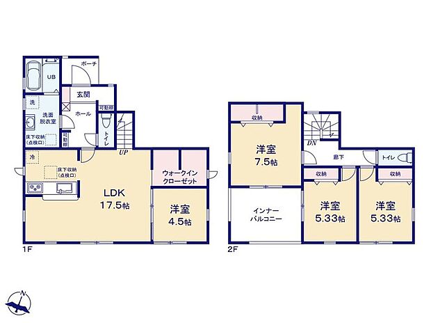 (１号棟)、4LDK、土地面積200.01m2、建物面積110.56m2