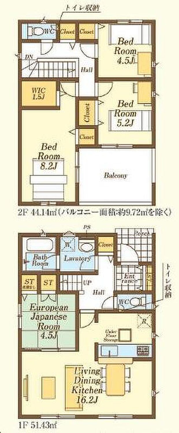 (１号棟)、4LDK、土地面積165.25m2、建物面積95.57m2