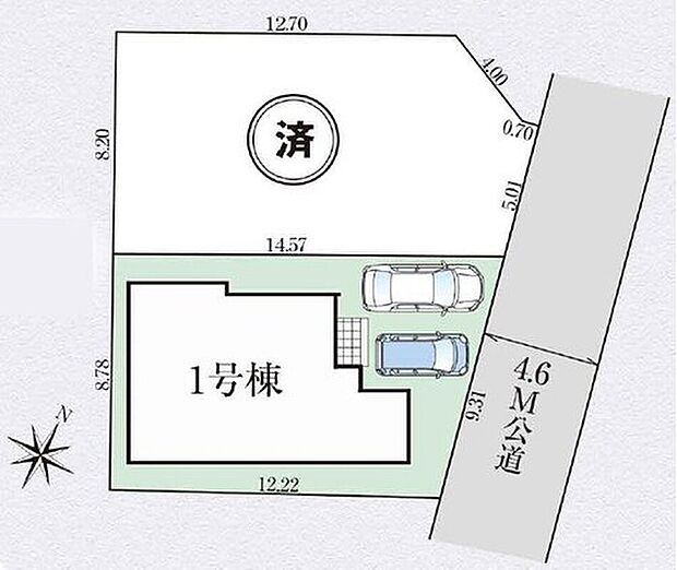  周辺は第一種低層住居専用地域で落ち着いた住環境です。カースペース車種により並列２台分！自転車置き場としてもお使いいただけますね。