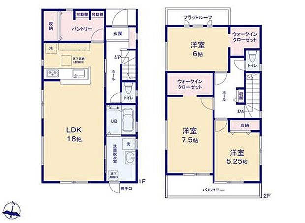 (２号棟)、3LDK、土地面積131.41m2、建物面積101.43m2