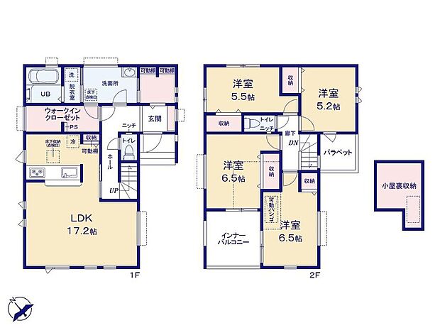 (１号棟)、4LDK、土地面積115.04m2、建物面積113.4m2