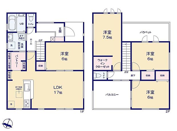 (1号棟)、4LDK、土地面積165.3m2、建物面積100.44m2