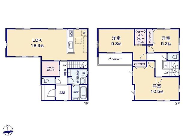 (２号棟)、3LDK、土地面積108.78m2、建物面積105.92m2 
