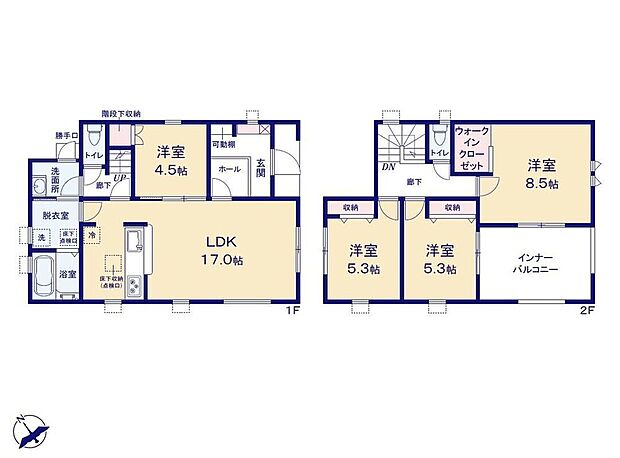 (２号棟)、4LDK、土地面積187.34m2、建物面積112.33m2 