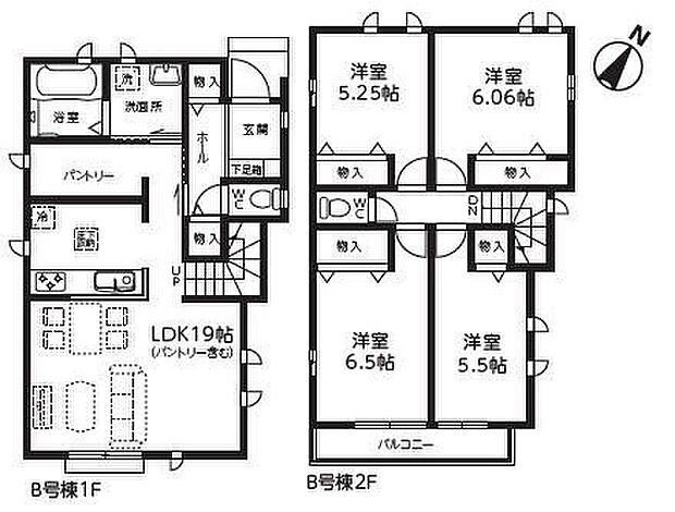 (B号棟)、4LDK、土地面積152.02m2、建物面積98.12m2