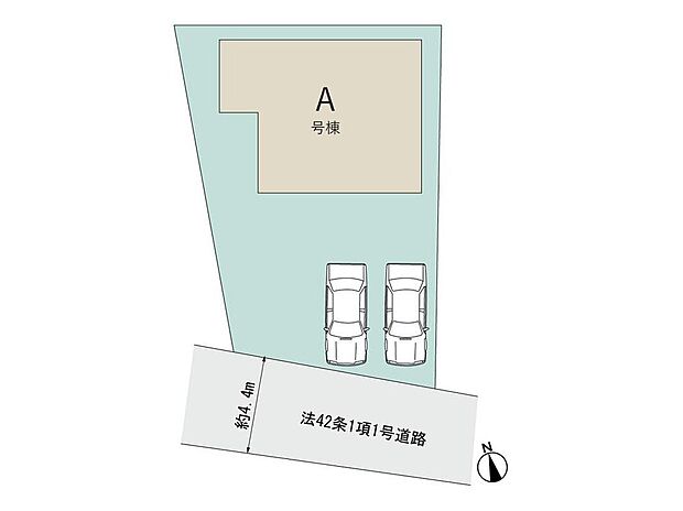 48坪超のゆとりの敷地♪カースペース並列2台可!南道路に面し、日当たり良好です。