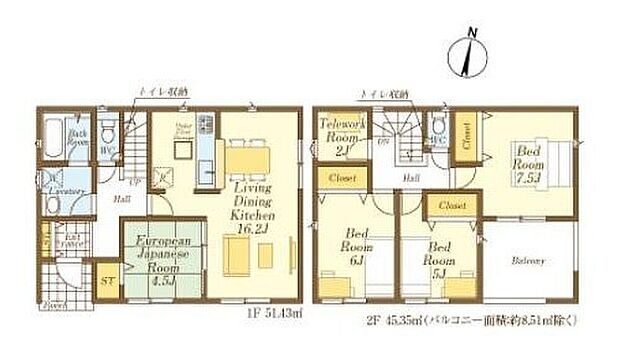 【4LDK+S】☆リビング横和室付き☆
リビングの隣には、ホッと落ち着く和室を用意。書斎や子供部屋、客間としても使えます。何かと便利な居室です♪