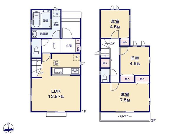 【3LDK】☆リビングイン階段☆
家族が自然と顔を合わせるリビングイン階段を採用！家族のコミュニケーションと大切にするご家族にピッタリです♪