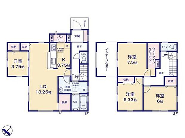 【4LDK+S】☆収納スペース充実☆
食品や調理器具の保管に便利なパントリー♪大容量のウォークインクローゼット！ストレージルームもある、収納豊富なプランです♪