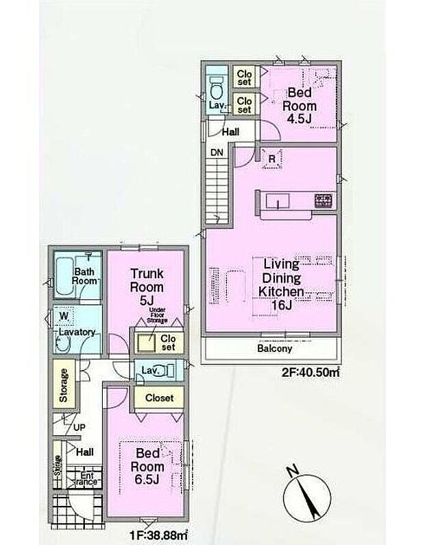 【2LDK+S】☆採光良好な２階リビング☆
２階をリビングにすることで、陽当たりが良くなり、人目も気にならずプライバシーを確保することが出来ます。陽当たり・風通し共に良好です。