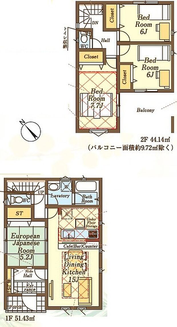 【4LDK】☆カフェコーナー付き☆
カフェコーナー付きの対面キッチン。朝食や晩酌などはカフェコーナーでキッチンに立つ家族と会話しながらお食事するのも良いですね。
