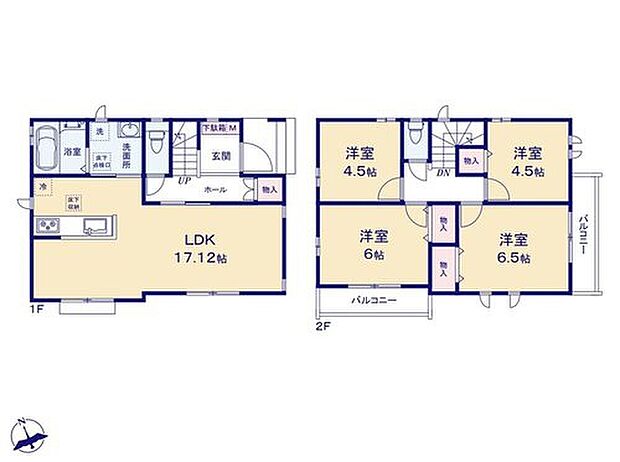 【4LDK】☆水廻り集中設計☆
水廻りを集約させた効率的でストレスのない家事動線！スムーズに家事が捗ることで、団らんタイムがますます充実しそうです♪