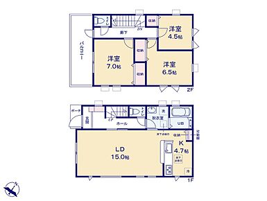 ☆全居室二面採光☆
開口部を多く設け、陽射しをたっぷり取り込む工夫をしました。ご家族それぞれお好みのお部屋でお寛ぎいただけます♪幅広のバルコニーは廊下直結で家事動線良好です！ 
