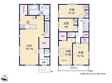 ☆南道路の明るいお住まい☆
建物南側、西側にスペースがあり開放感があるお住まいです。WIC２か所、パントリーと収納たっぷりで片づけがしやすいですね♪玄関横のWICは２WAY仕様！ 
