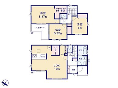 ☆カウンターコーナー付きLDK☆１９帖の広々リビング。一角にカウンターを設けていますので、スタディーコーナーやテレワークコーナー、キッズスペースとして活用していただけます♪ 