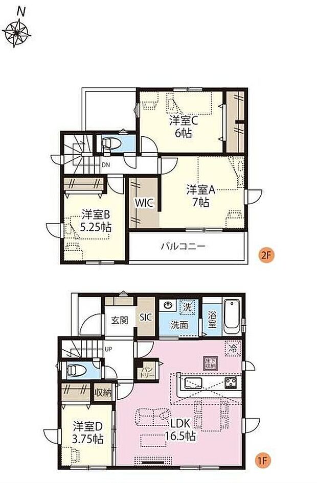 【4LDK】☆収納豊富な４LDK☆玄関がすっきり片付くシューズインクローク、お洋服選びが楽しくなるウォークインクローゼットなど、随所に収納スペースを確保！リビング収納は掃除用具などの収納に便利です♪