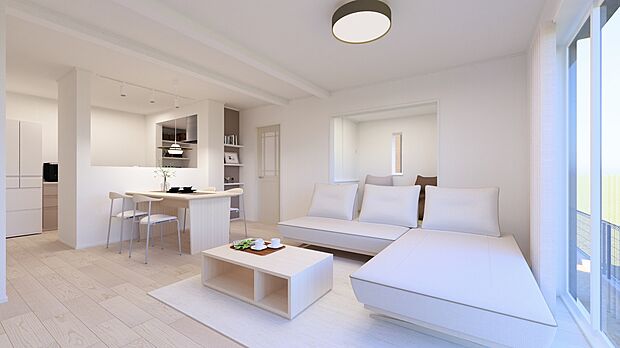 【2号棟 完成イメージパース】(2号棟)完成予想図
リビングに隣接する畳敷きの部屋は、お子様のお昼寝や家事スペース、来客時にもオススメです。