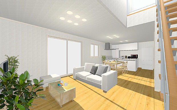 【モデルプラン】南面大開口から心地よい陽射を採りこむプランニングをご提案します。