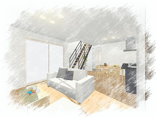 【【９号地】】リビングには大きめのソファーを置いてもゆとりあり♪※完成イメージパース