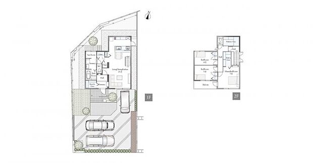 A棟/リビング内オープン階段が特徴の3LDKの1邸(記載の自動車は価格に含まれません。)(記載の家具は現況と異なります。)