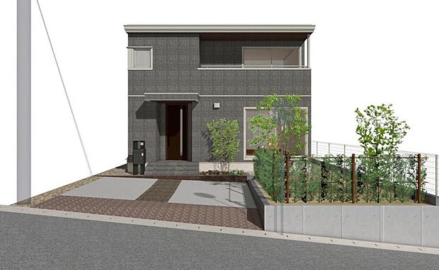C棟完成予想図※完成予想図(CG)です。形状・色彩・植栽等は実際とは異なる場合があります。建物の色調や質感、外構の植栽等、実際とは異なる場合がありますのでご了承のほど、宜しくお願いいたします。