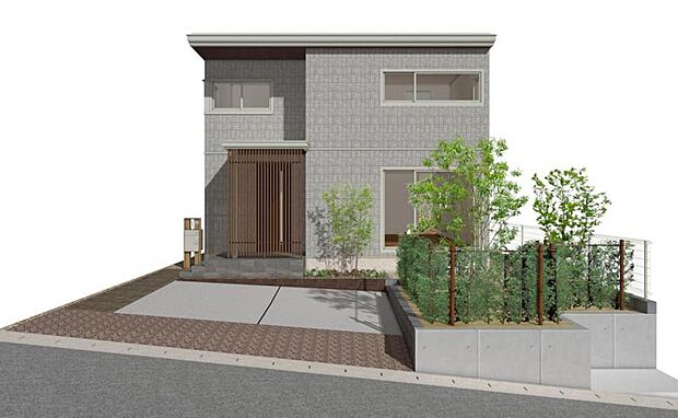 D棟完成予想図※完成予想図(CG)です。形状・色彩・植栽等は実際とは異なる場合があります。建物の色調や質感、外構の植栽等、実際とは異なる場合がありますのでご了承のほど、宜しくお願いいたします。