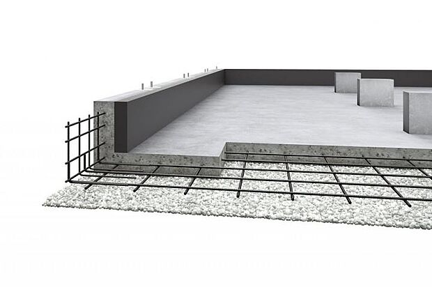 【【ベタ基礎】】液状化に強い、建物を面で支えるベタ基礎。