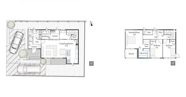 【建物プラン例】建物プラン例(同分譲地内A棟間取図)