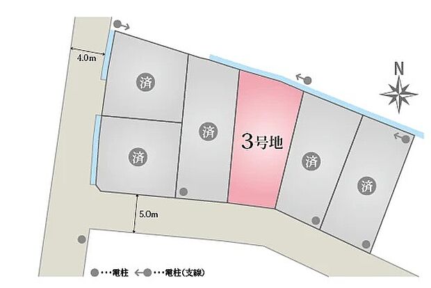 区画図　約55坪の3号地。駐車2台可能です