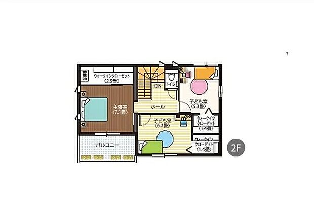 【3LDK】全居室にウォークインクローゼットを完備した、収納力抜群のプライベート空間。主寝室には2.9帖の大型WICを備え、衣類や季節物もすっきり片付きます。各部屋の独立性とゆとりを両立した、快適な住まいです。