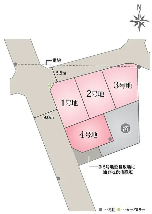 【全体区画図】全棟にプライベートガーデン『うちそとテラス』つきで、視線を気にせず、家族で楽しい休日を過ごせます♪