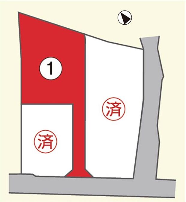 区画図　土地面積184.24m2の大きな敷地です。道路から離れていて騒音が気になりません。