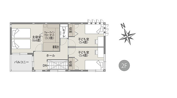 【3LDK】2階にはお子様のお部屋としても最適な洋室があり、ウォークインクローゼットも完備していますので、季節物の洋服や大きなスーツケースなども収納できます！