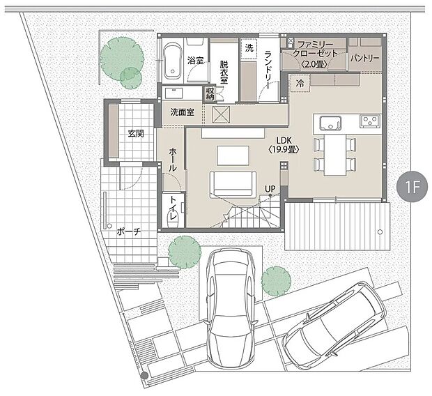 【3LDK】※間取りにある家具、調度品、植栽、自動車は価格に含まれません