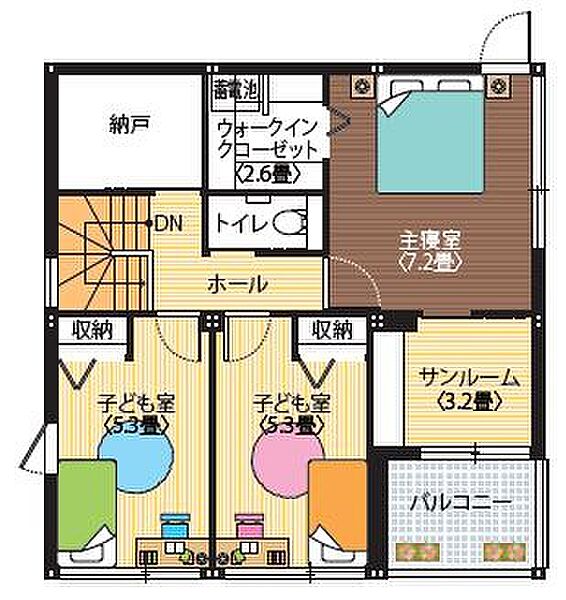 バルコニーと隣接した3.2畳のサンルームをご準備。天気によって洗濯物の干し方を変えることができます！共働き世帯にはすごく助かります♪