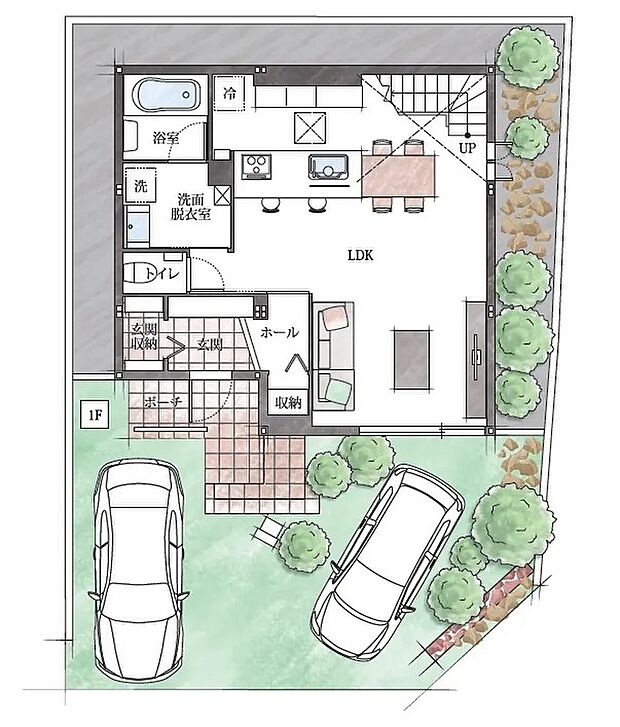 【3LDK+ウォークインクローゼット】広々なLDKに加え、対面式キッチンで家族との会話も弾みそうですね！駐車場も２台あり急な来客や、家族分の自転車も駐輪できます♪