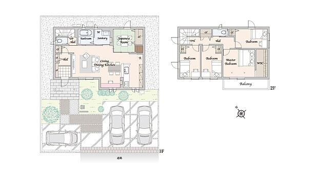 【5LDK+ウォークインクローゼット】※外構・植栽は実際と異なる場合があります。自動車、自転車は販売価格に含まれません。間取りに記載された家具類は一部を除き販売価格に含まれません。