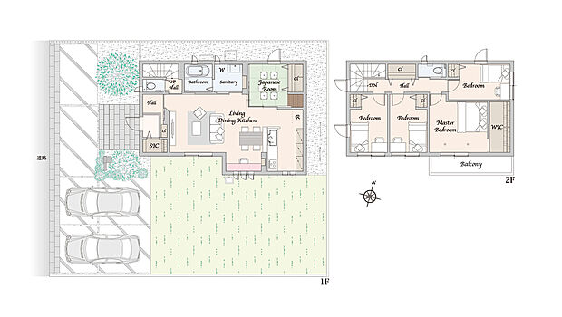 【5LDK＋WIC】※外構・植栽は実際と異なる場合があります。自動車、自転車は販売価格に含まれません。間取りに記載された家具類は一部を除き販売価格に含まれません。