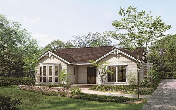 【【商品ラインナップ：木質系】グランツーユー～平屋～】ホワイト基調に明るいトーンでまとめたカントリーな雰囲気の住まい
※セキスイハイムの代表外観です。お客様のご希望に合わせて商品タイプをお選びいただけます